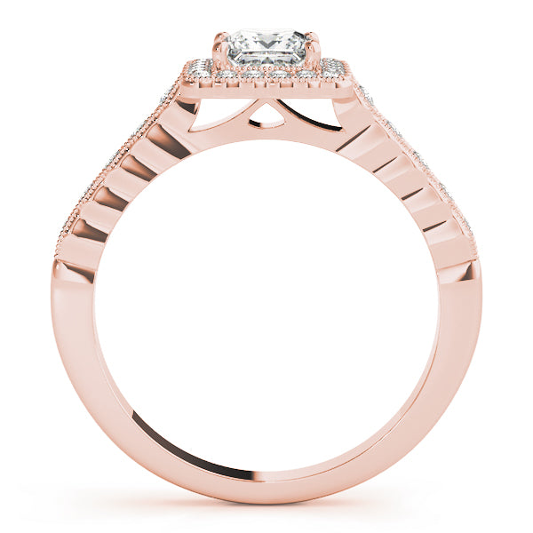Crowned Sidestone Cushion Diamond Engagement Ring — 9K/18K Gold & Platinum