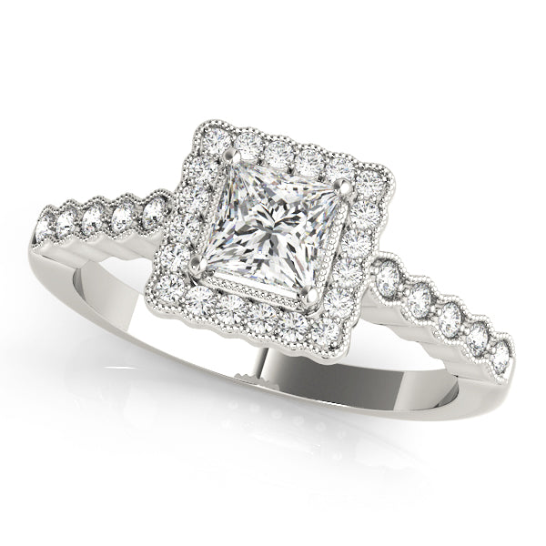 Crowned Sidestone Cushion Diamond Engagement Ring — 9K/18K Gold & Platinum