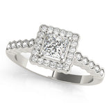 Crowned Sidestone Cushion Diamond Engagement Ring — 9K/18K Gold & Platinum