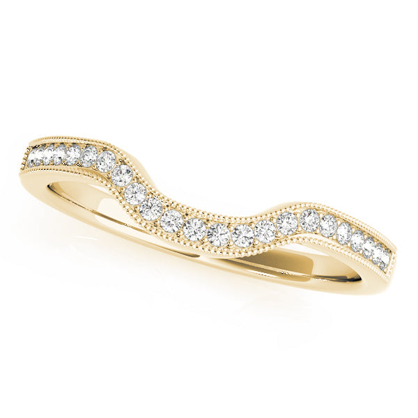 Milgrain Prong Set Curved Half Eternity Ring in Gold & Platinum