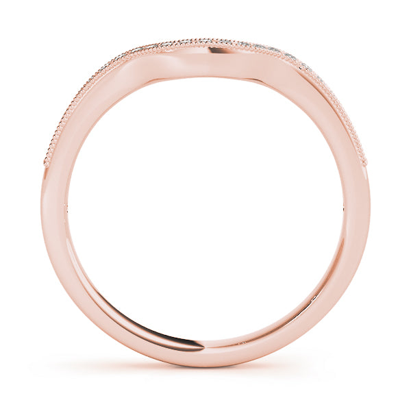 Milgrain Prong Set Curved Half Eternity Ring in Gold & Platinum