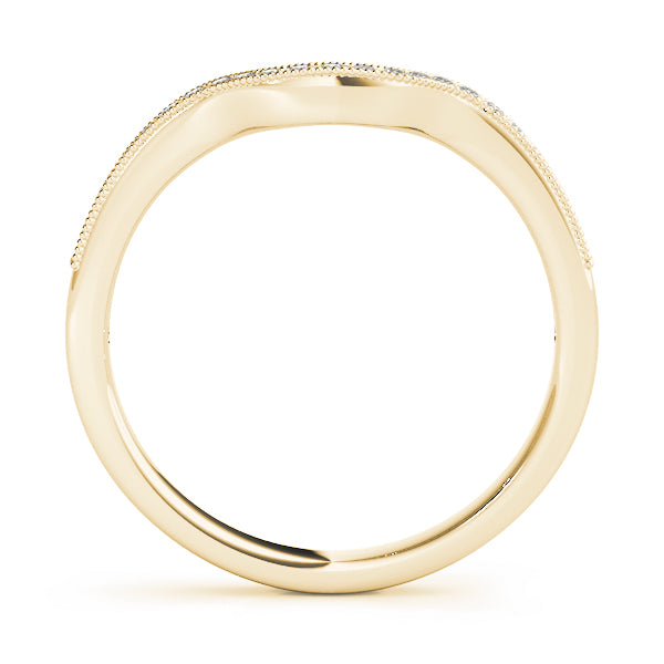 Milgrain Prong Set Curved Half Eternity Ring in Gold & Platinum
