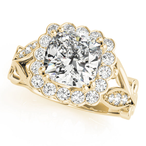 Cherished Sidestone Cushion Diamond Engagement Ring — 9K/18K Gold & Platinum