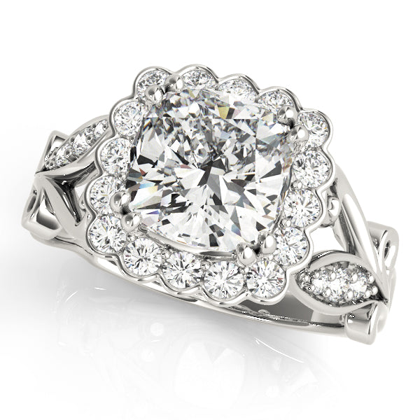 Cherished Sidestone Cushion Diamond Engagement Ring — 9K/18K Gold & Platinum