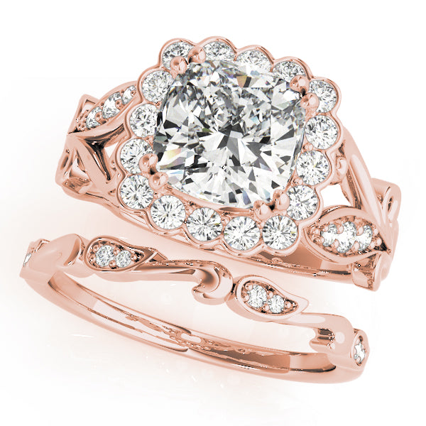 Cherished Sidestone Cushion Diamond Engagement Ring — 9K/18K Gold & Platinum