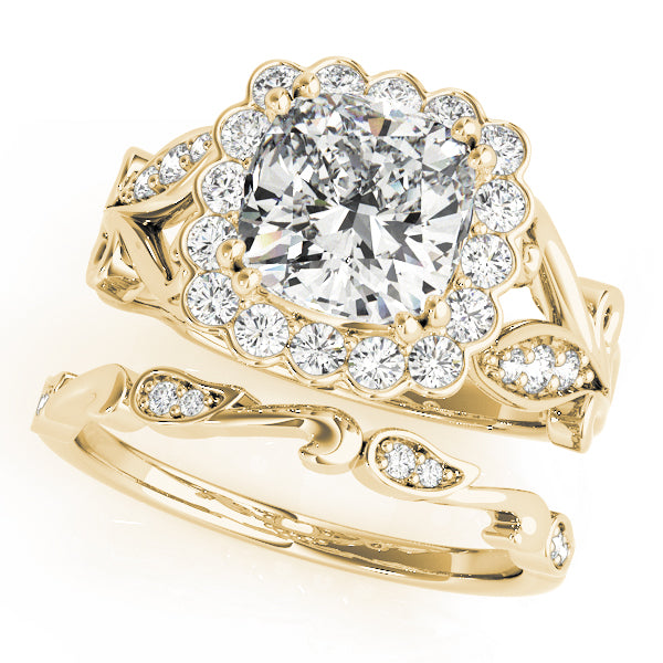 Cherished Sidestone Cushion Diamond Engagement Ring — 9K/18K Gold & Platinum