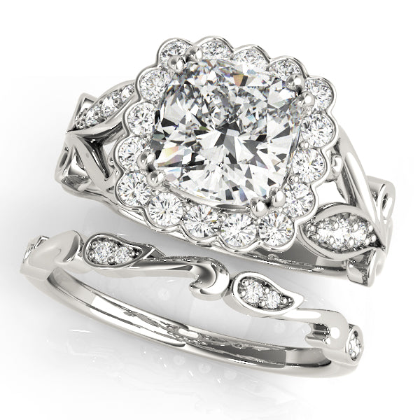 Cherished Sidestone Cushion Diamond Engagement Ring — 9K/18K Gold & Platinum