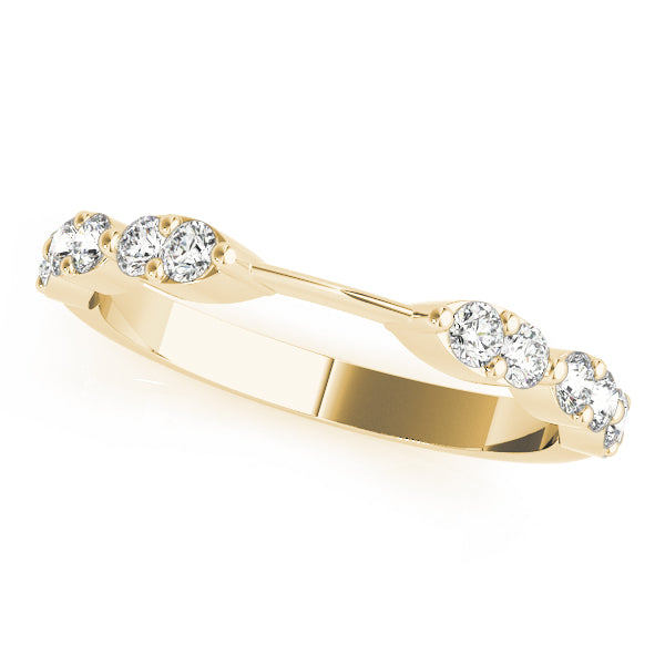 Scalloped Design Stackable Half Eternity Ring in Gold & Platinum