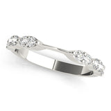 Scalloped Design Stackable Half Eternity Ring in Gold & Platinum