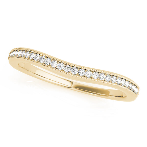 Prong Set Milgrain Curved Half Eternity Ring in Gold & Platinum