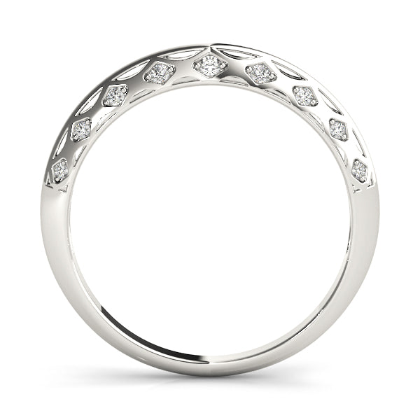 Accented Knife Edge Half Eternity Ring in Gold & Platinum