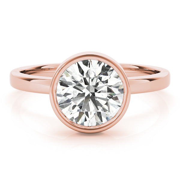 Elegant Bezel Solitaire Round Diamond Engagement Ring — 9K/18K Gold & Platinum