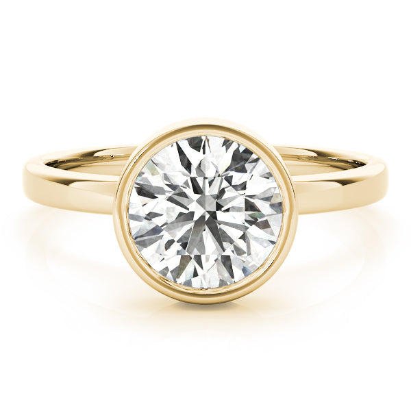 Elegant Bezel Solitaire Round Diamond Engagement Ring — 9K/18K Gold & Platinum