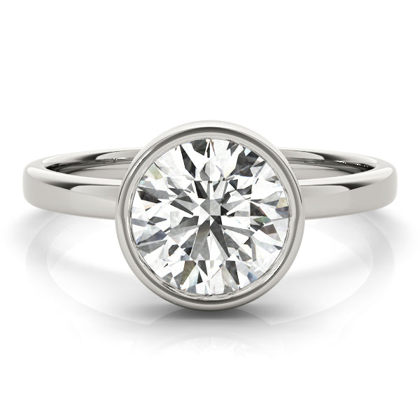 Elegant Bezel Solitaire Round Diamond Engagement Ring — 9K/18K Gold & Platinum