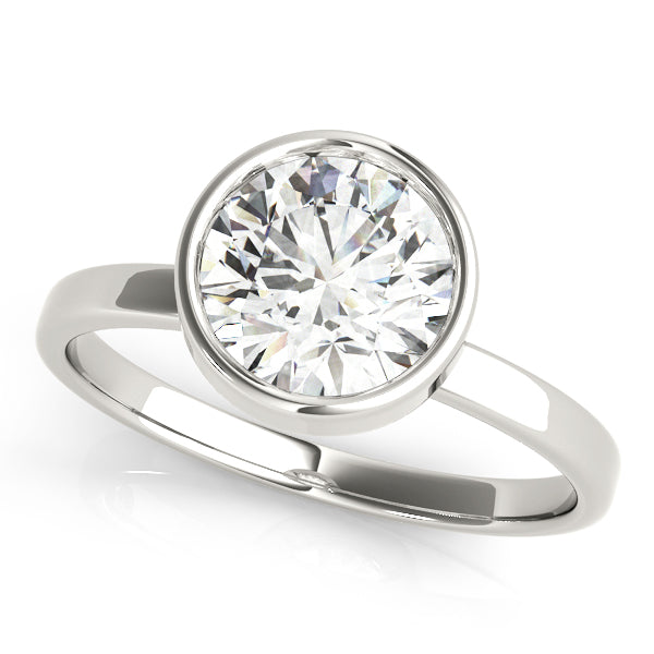 Elegant Bezel Solitaire Round Diamond Engagement Ring — 9K/18K Gold & Platinum