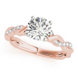Vintage-Inspired Braided Shank Engagement Ring Round Diamond Engagement Ring — 9K/18K Gold & Platinum