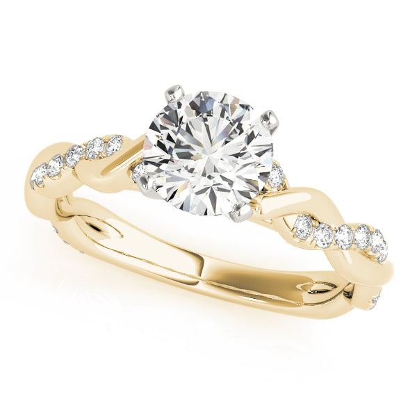 Vintage-Inspired Braided Shank Engagement Ring Round Diamond Engagement Ring — 9K/18K Gold & Platinum
