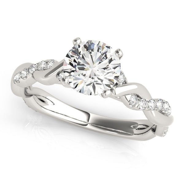 Vintage-Inspired Braided Shank Engagement Ring Round Diamond Engagement Ring — 9K/18K Gold & Platinum