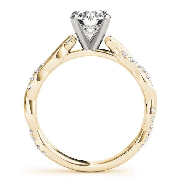 Vintage-Inspired Braided Shank Engagement Ring Round Diamond Engagement Ring — 9K/18K Gold & Platinum