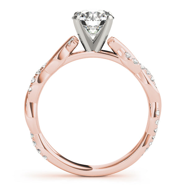 Vintage-Inspired Braided Shank Engagement Ring Round Diamond Engagement Ring — 9K/18K Gold & Platinum