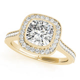 Heirloom Halo Cushion Diamond Engagement Ring — 9K/18K Gold & Platinum