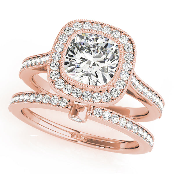 Heirloom Halo Cushion Diamond Engagement Ring — 9K/18K Gold & Platinum