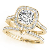 Heirloom Halo Cushion Diamond Engagement Ring — 9K/18K Gold & Platinum