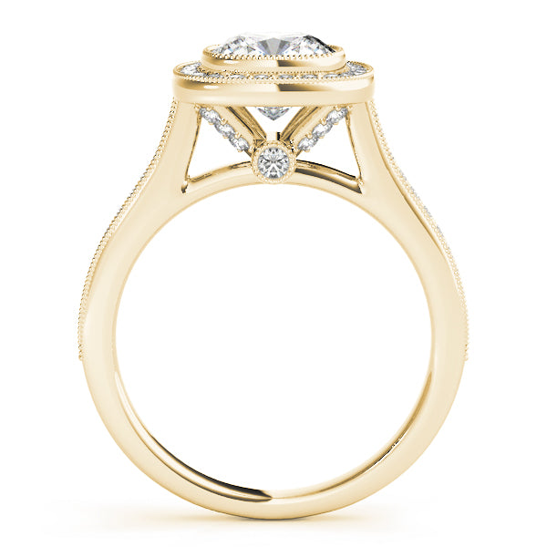 Heirloom Halo Cushion Diamond Engagement Ring — 9K/18K Gold & Platinum