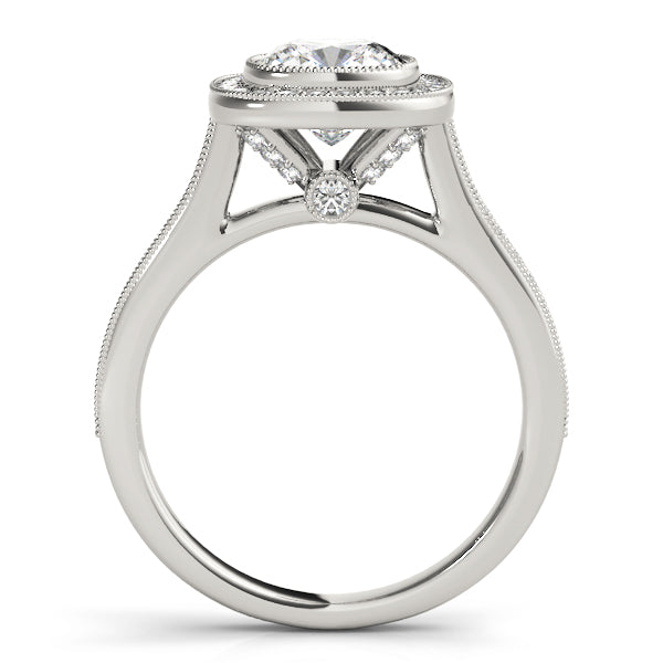 Heirloom Halo Cushion Diamond Engagement Ring — 9K/18K Gold & Platinum