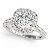 Heirloom Halo Cushion Diamond Engagement Ring — 9K/18K Gold & Platinum