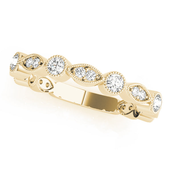 Vintage-Inspired Milgrain Half Eternity Ring in Gold & Platinum