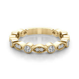 Vintage-Inspired Milgrain Half Eternity Ring in Gold & Platinum