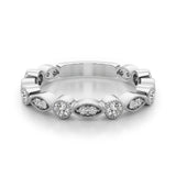 Vintage-Inspired Milgrain Half Eternity Ring in Gold & Platinum