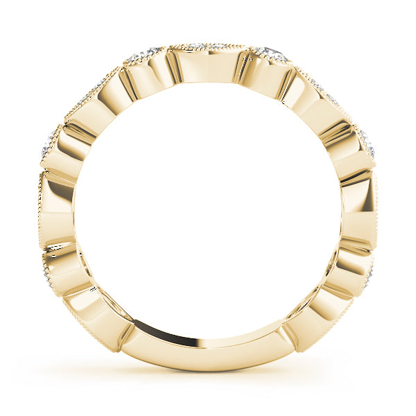 Vintage-Inspired Milgrain Half Eternity Ring in Gold & Platinum