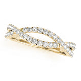 Twisted Shank Curved Half Eternity Ring in Gold & Platinum