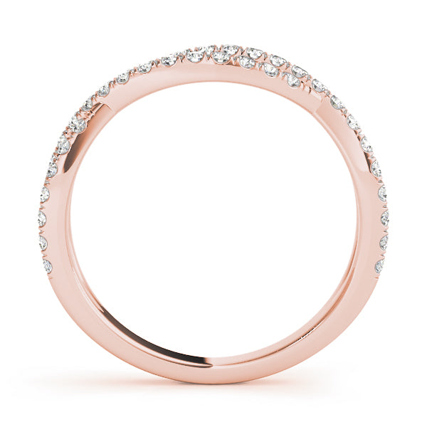 Twisted Shank Curved Half Eternity Ring in Gold & Platinum