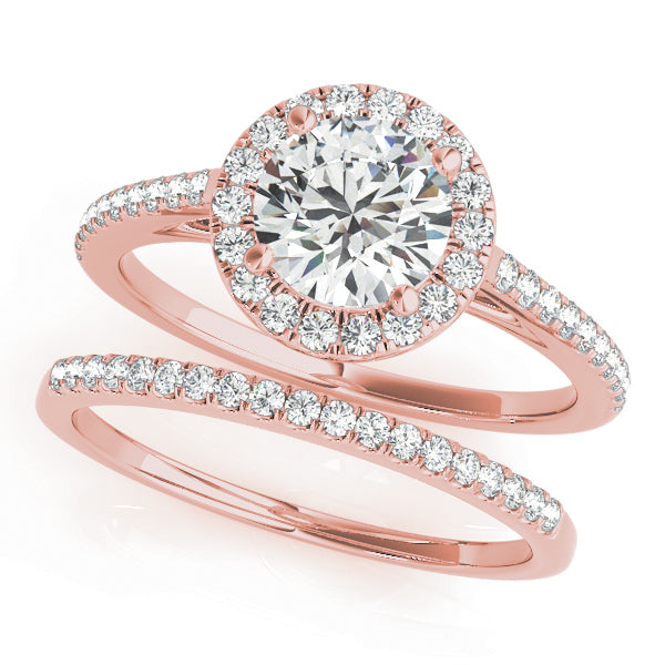 Pristine Halo Engagement Ring Round Diamond Engagement Ring — 9K/18K Gold & Platinum