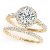 Pristine Halo Engagement Ring Round Diamond Engagement Ring — 9K/18K Gold & Platinum