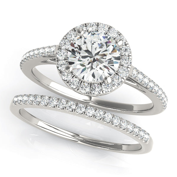 Pristine Halo Engagement Ring Round Diamond Engagement Ring — 9K/18K Gold & Platinum