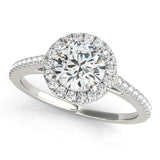 Pristine Halo Engagement Ring Round Diamond Engagement Ring — 9K/18K Gold & Platinum