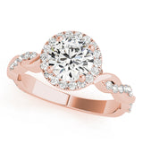 Cherished Braided Shank With Halo Head Round Diamond Engagement Ring — 9K/18K Gold & Platinum