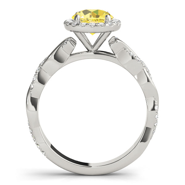 Cherished Braided Shank With Halo Head Round Diamond Engagement Ring — 9K/18K Gold & Platinum