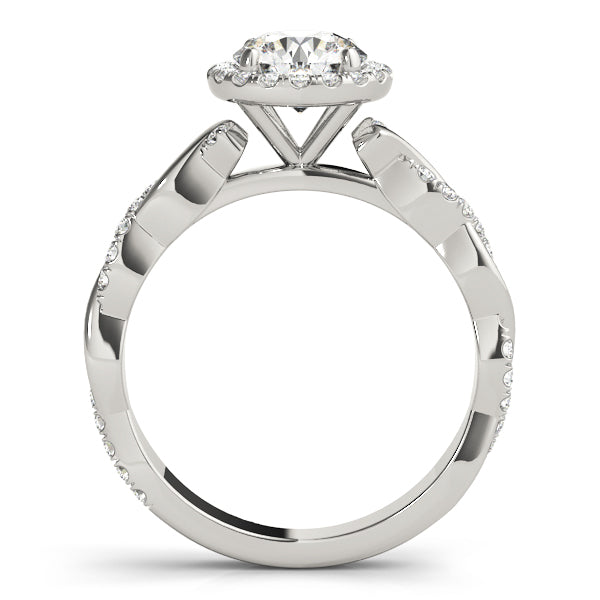 Cherished Braided Shank With Halo Head Round Diamond Engagement Ring — 9K/18K Gold & Platinum