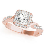 Refined Braided Shank With Cut Halo Head Princess Diamond Engagement Ring — 9K/18K Gold & Platinum