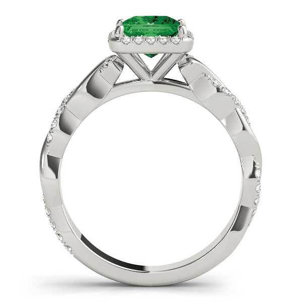 Refined Braided Shank With Cut Halo Head Princess Diamond Engagement Ring — 9K/18K Gold & Platinum