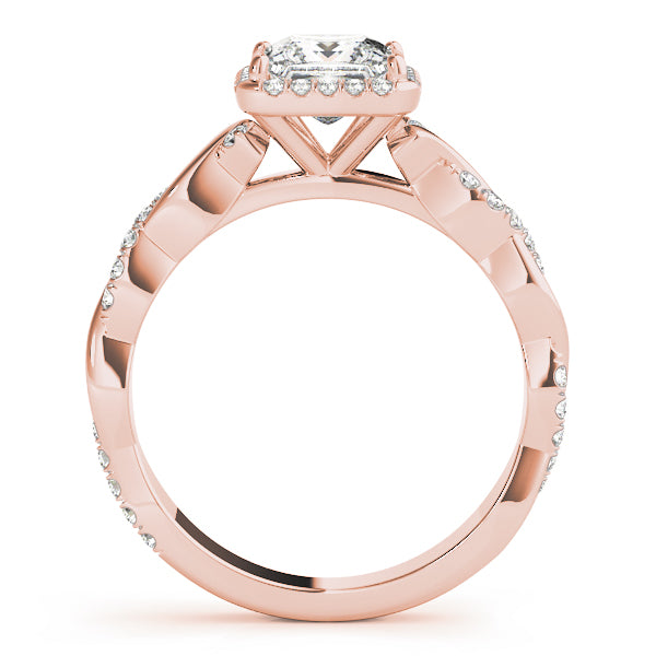 Refined Braided Shank With Cut Halo Head Princess Diamond Engagement Ring — 9K/18K Gold & Platinum