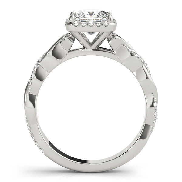 Refined Braided Shank With Cut Halo Head Princess Diamond Engagement Ring — 9K/18K Gold & Platinum