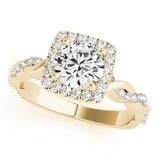 Iconic Braided Shank With Center Halo Round Diamond Engagement Ring — 9K/18K Gold & Platinum