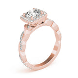 Iconic Braided Shank With Center Halo Round Diamond Engagement Ring — 9K/18K Gold & Platinum