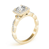 Iconic Braided Shank With Center Halo Round Diamond Engagement Ring — 9K/18K Gold & Platinum